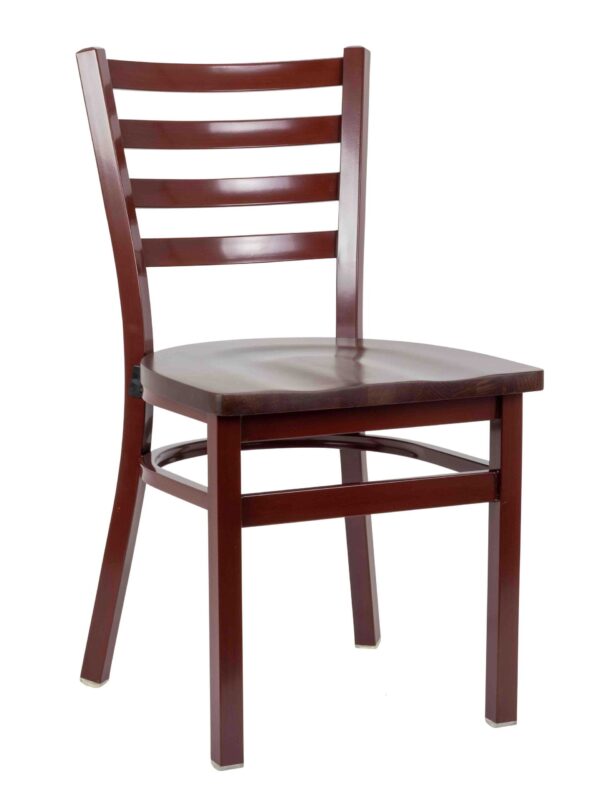 Metal Ladderback Side Chair in Mahogany