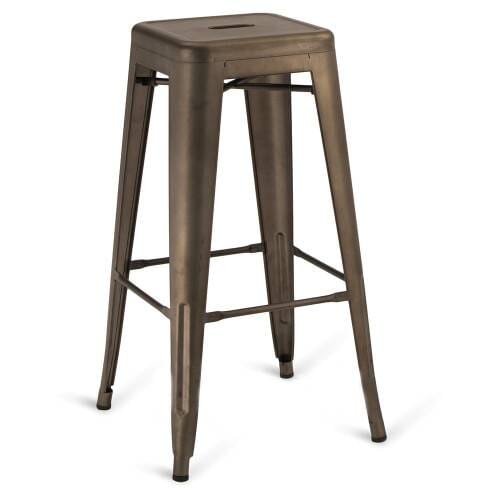 Indoor Steel Backless Barstool - Matte Bronze Finish