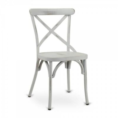 Antique-Look Steel Cross-Back Commercial Chair