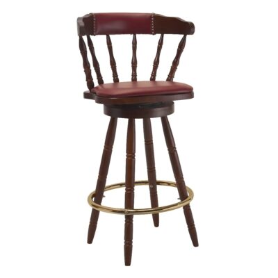 Upholstered Seat and Back Captain Mate Side Barstool with Nailhead Trim