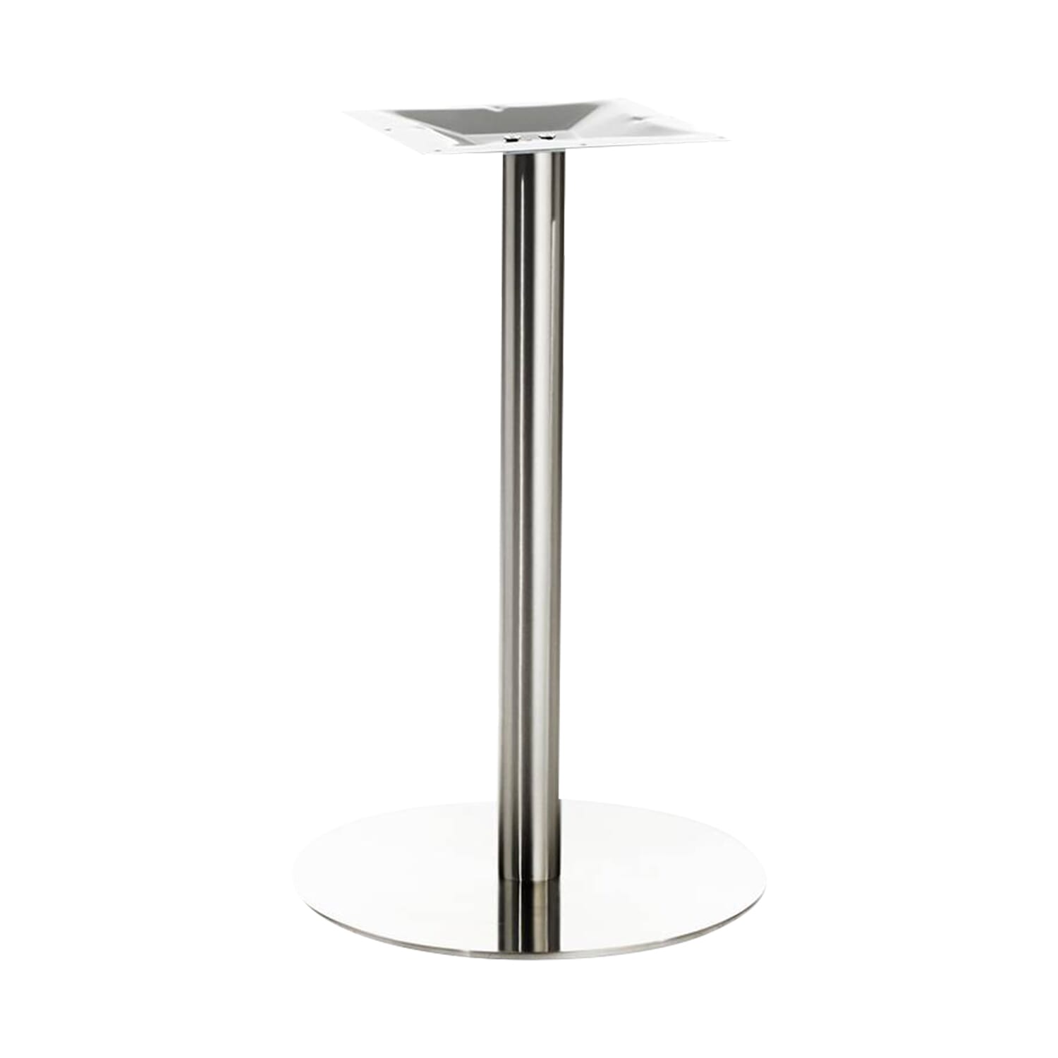 Contemporary Commercial Round Restaurant Table Base in Brushed Stainless Steel