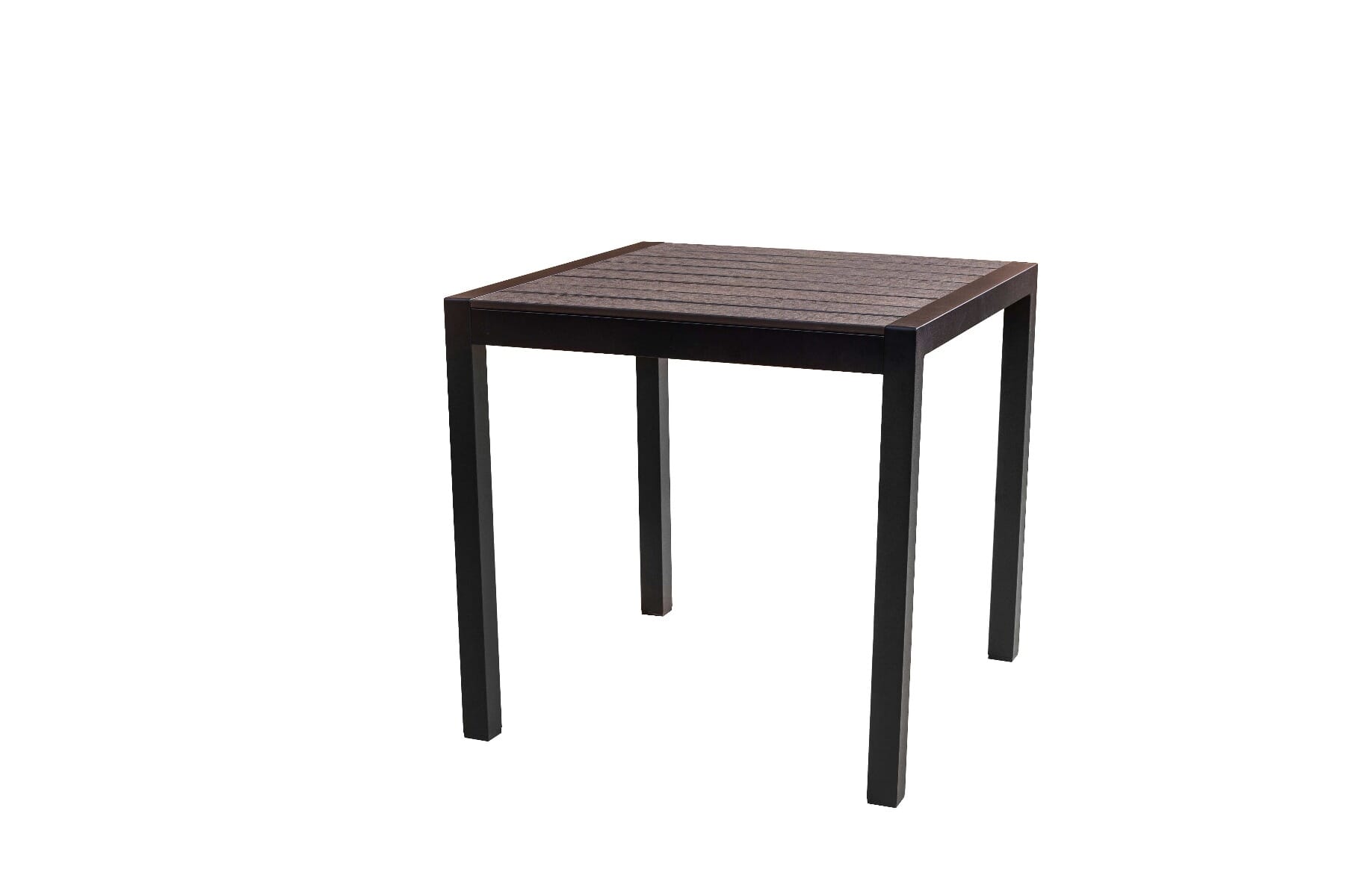 Synthetic Teak Wood Slats Table in Brushed Brown