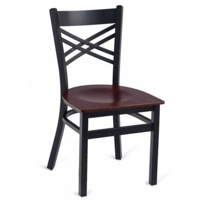 Black Metal Double Cross Back Side Chair