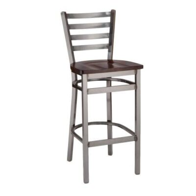 Metal Ladderback Side Bar Stool in Clear Coat