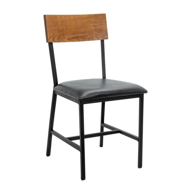 American Oak Wood Industrial Steel Frame Restaurant Chair - Image 2