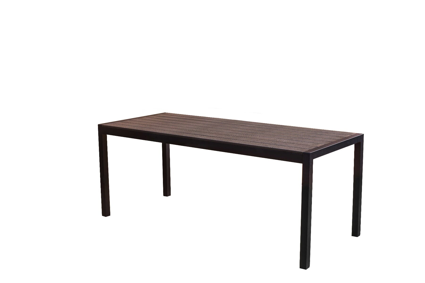Synthetic Teak Wood Slats Table in Brushed Brown - Image 2