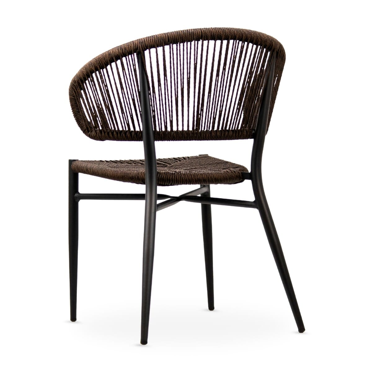 Palmera Stackable Outdoor Restaurant Rope Chair with Brown Seat and Back - Image 5