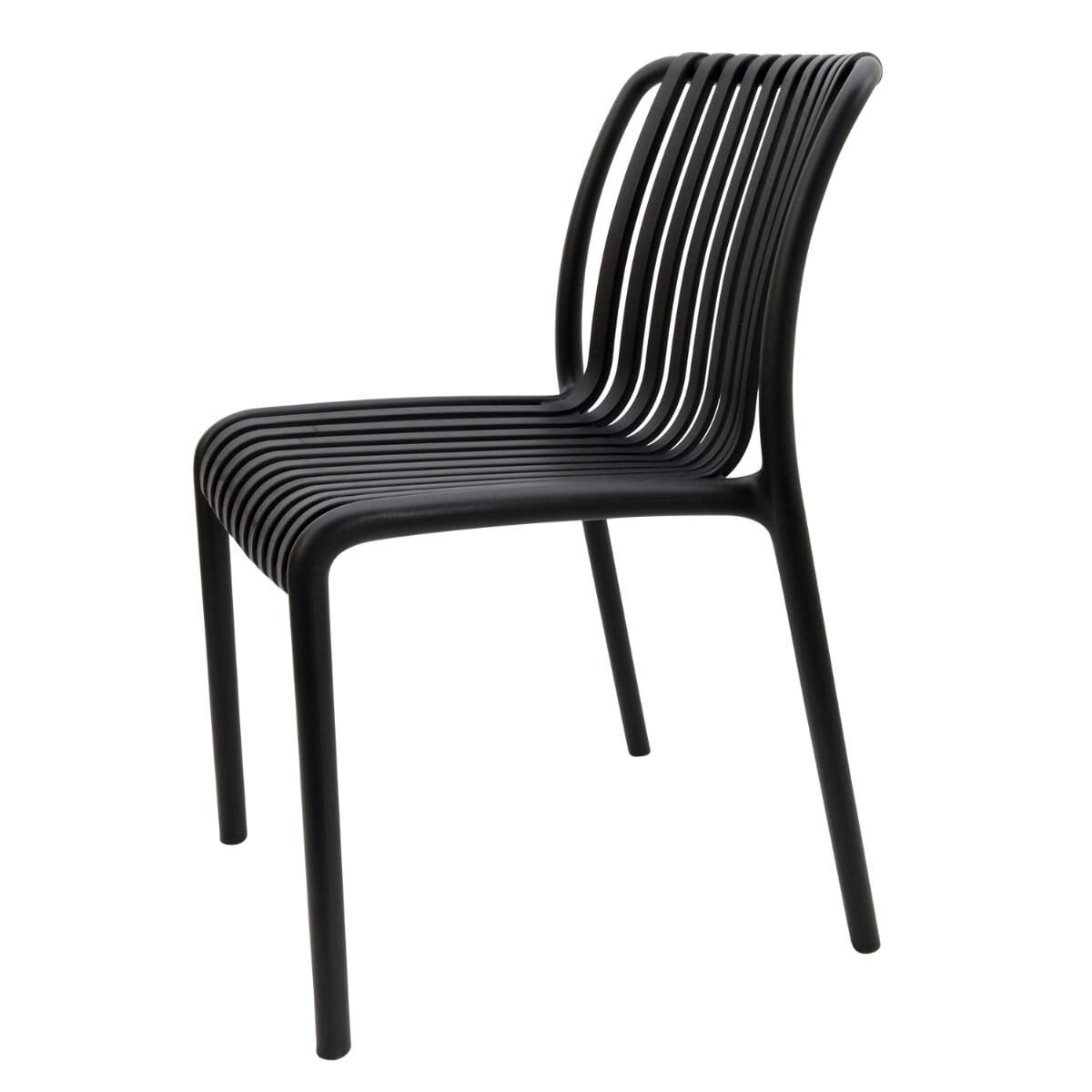 Stackable Indoor/Outdoor Resin Chair With Striped Seat and Back in Black - Image 3