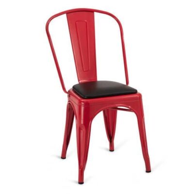 Stackable Indoor Steel Chair - Red Finish
