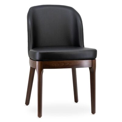 Grace QuickShip Upholstered Commercial Dining Wood Chair with Black Vinyl
