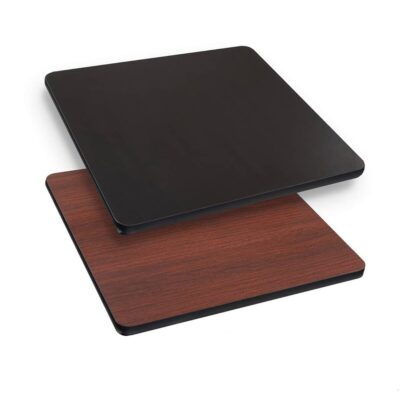 Commercial Laminate Reversible  Table Top in Mahogany/Black with Black T-Mold