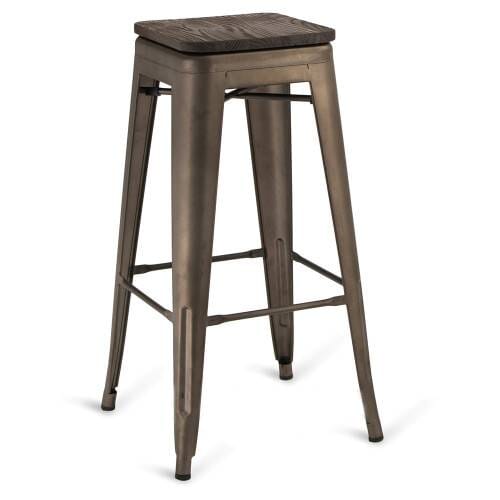 Indoor Steel Backless Barstool - Matte Bronze Finish - Image 2