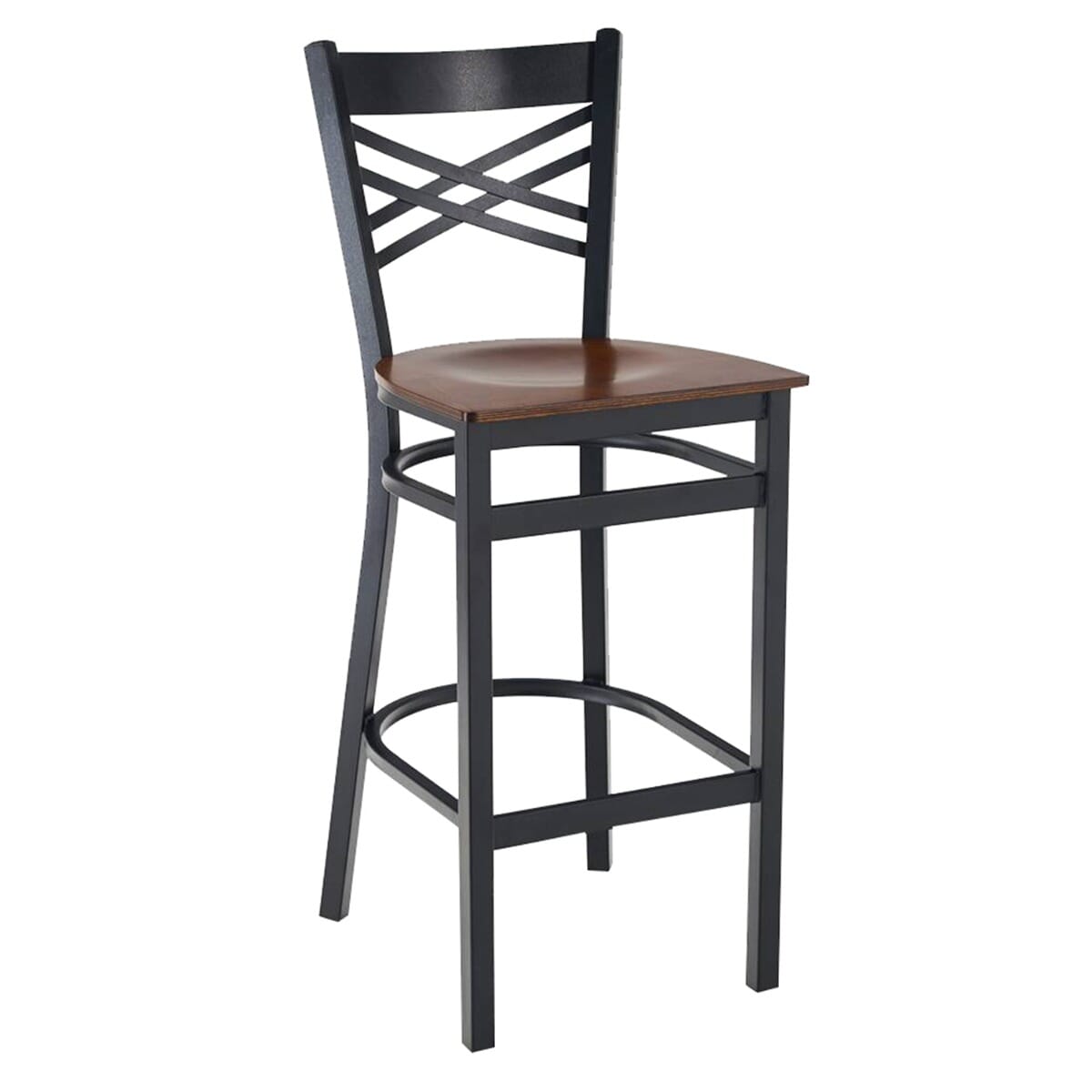Black Metal Double Cross Back Side Bar Stool - Image 2