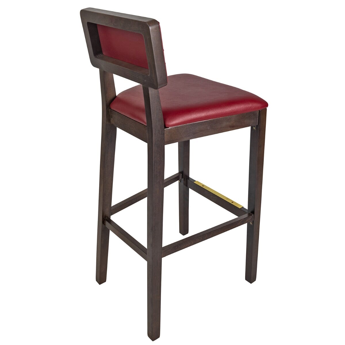 Fully Upholstered Solid Wood Square Back Restaurant Bar Stool with Nailhead Trim - Image 2
