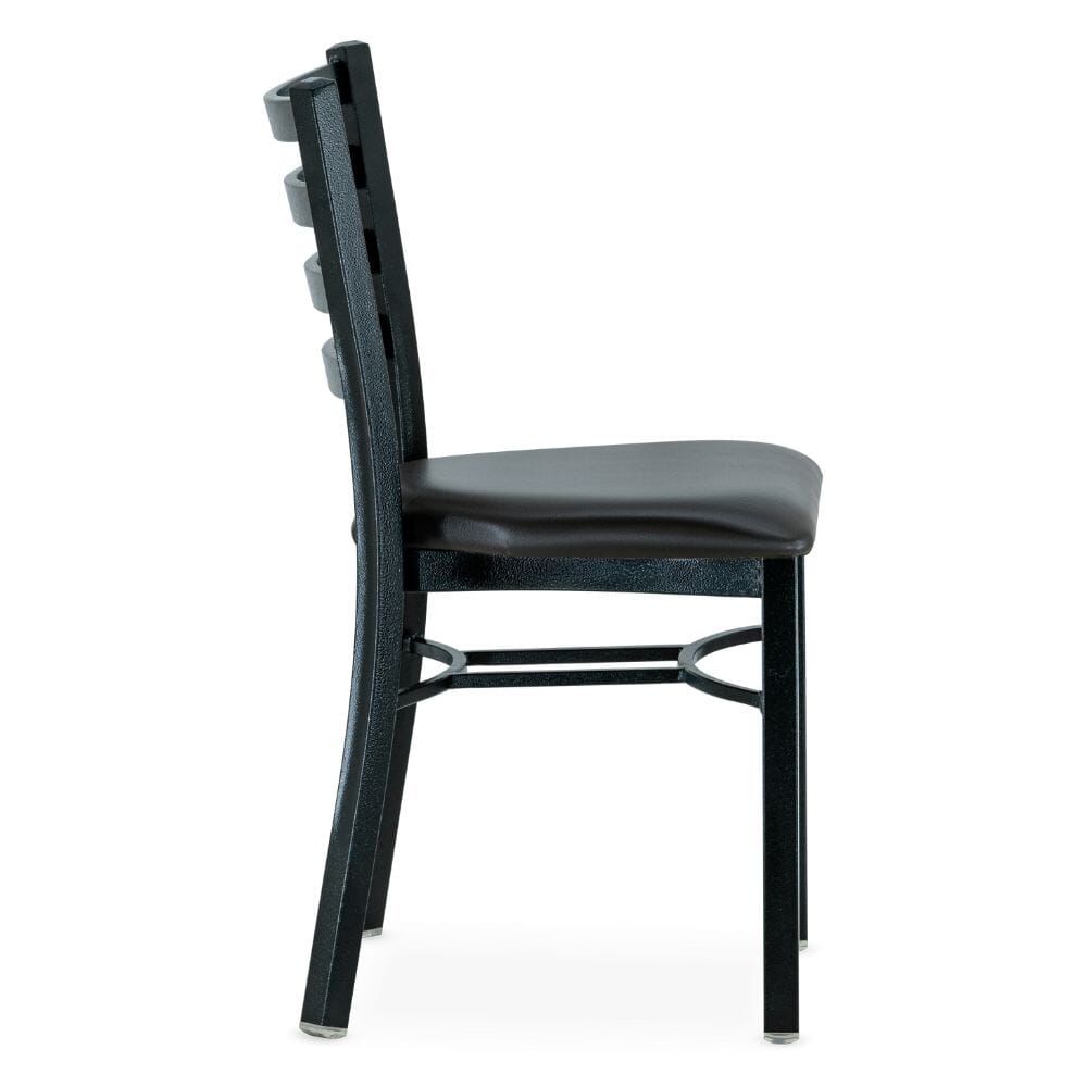 Stackable Upholstered Metal Ladderback Side Chair in Black - Image 2