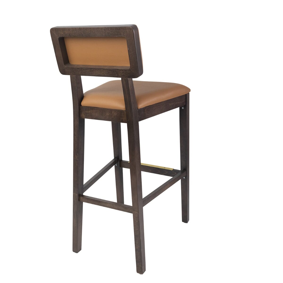 Fully Upholstered Solid Wood Square Back Restaurant Bar Stool - Image 2