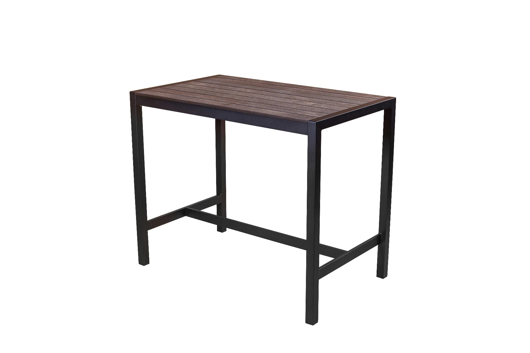 Synthetic Teak Wood Slats Table in Brushed Brown - Image 3