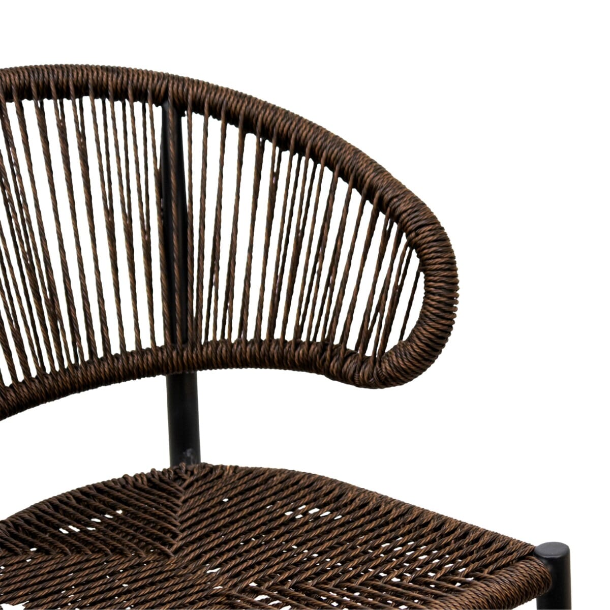 Palmera Stackable Outdoor Restaurant Rope Chair with Brown Seat and Back - Image 2