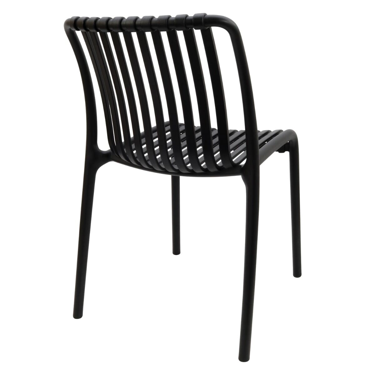 Stackable Indoor/Outdoor Resin Chair With Striped Seat and Back in Black - Image 2
