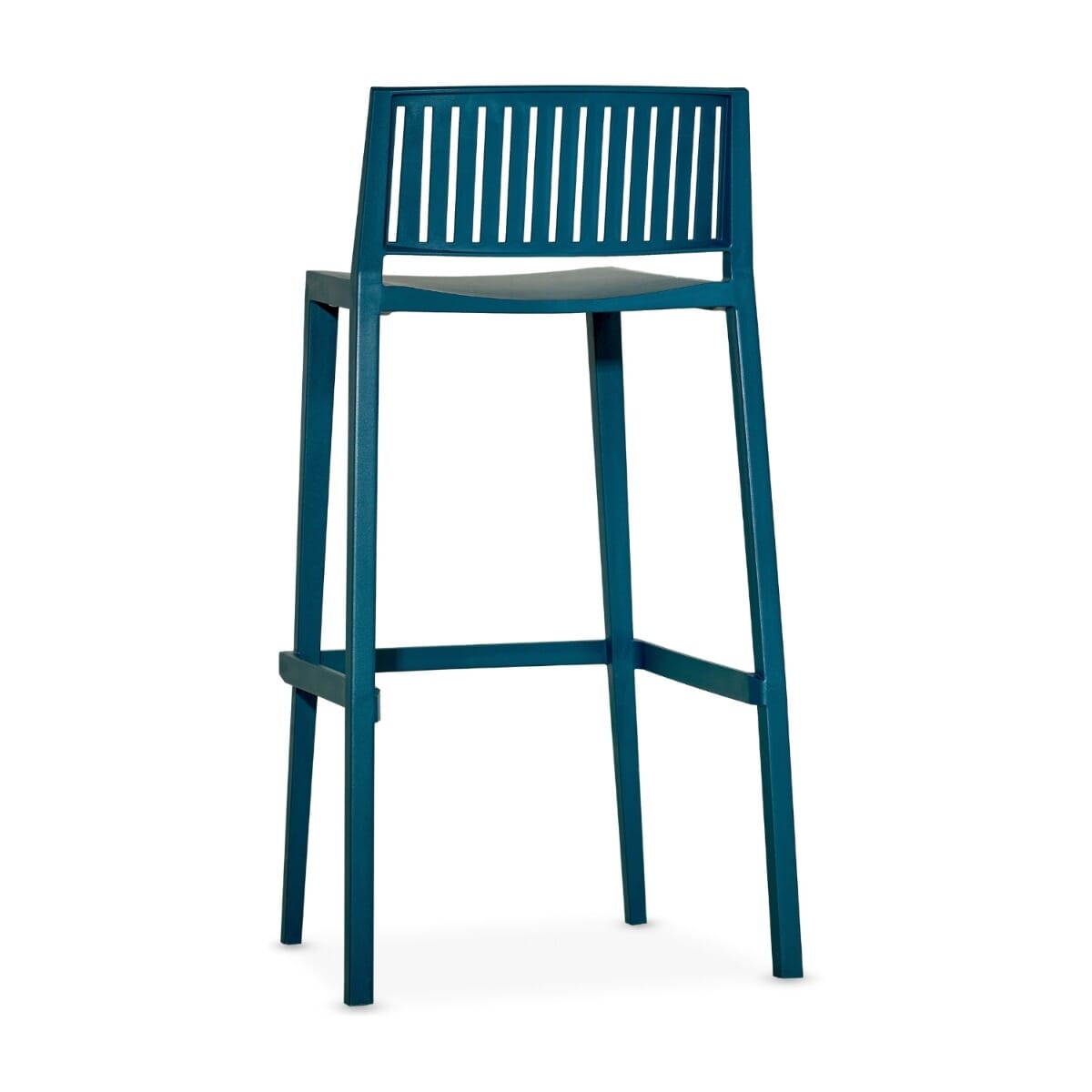 Vento Stackable Striped Back Outdoor Light Blue Resin Commercial Bar Stool - Image 2