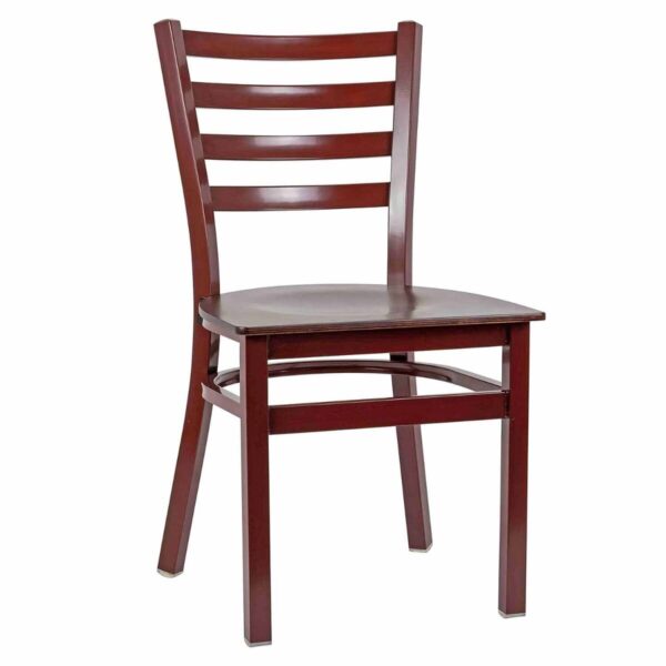 Metal Ladderback Side Chair in Mahogany - Image 3