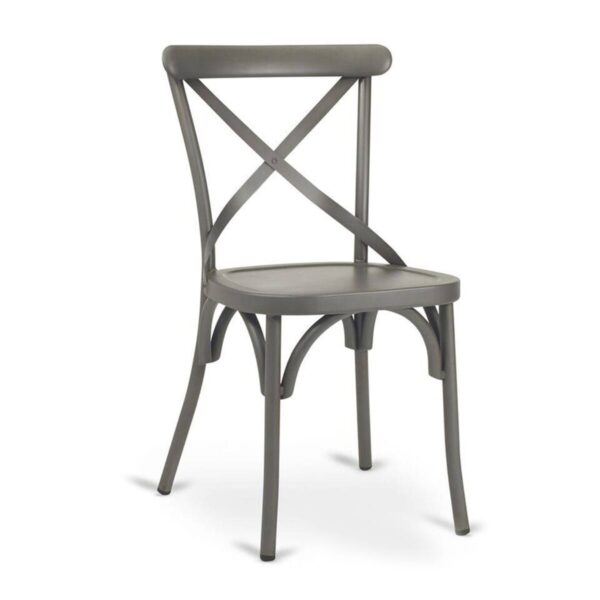 Antique-Look Steel Cross-Back Commercial Chair - Image 4