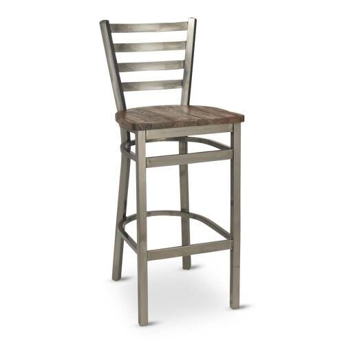 Metal Ladderback Side Bar Stool in Clear Coat - Image 3