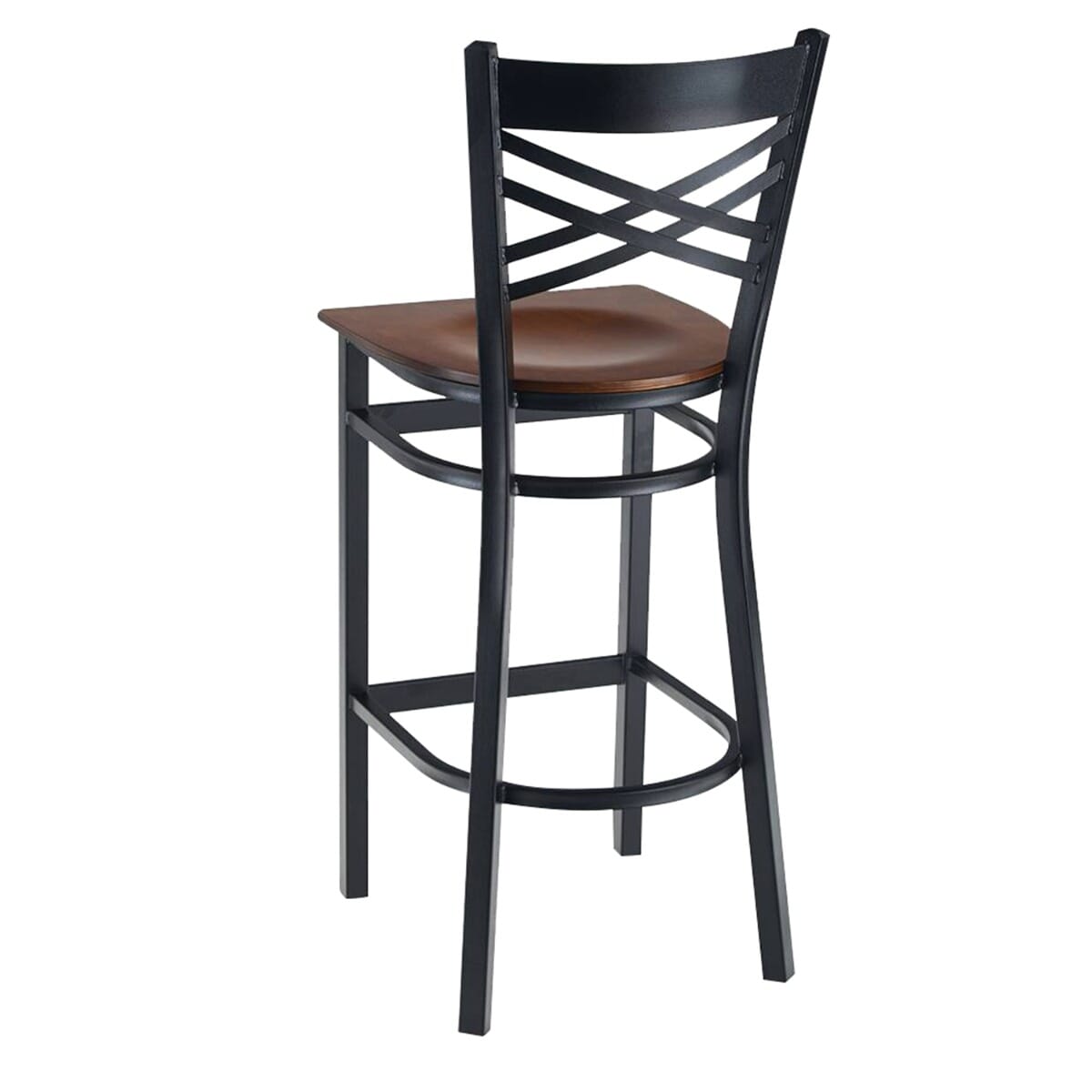 Black Metal Double Cross Back Side Bar Stool - Image 3