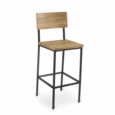 Reclaimed Wood Bar Stool with Steel Frame