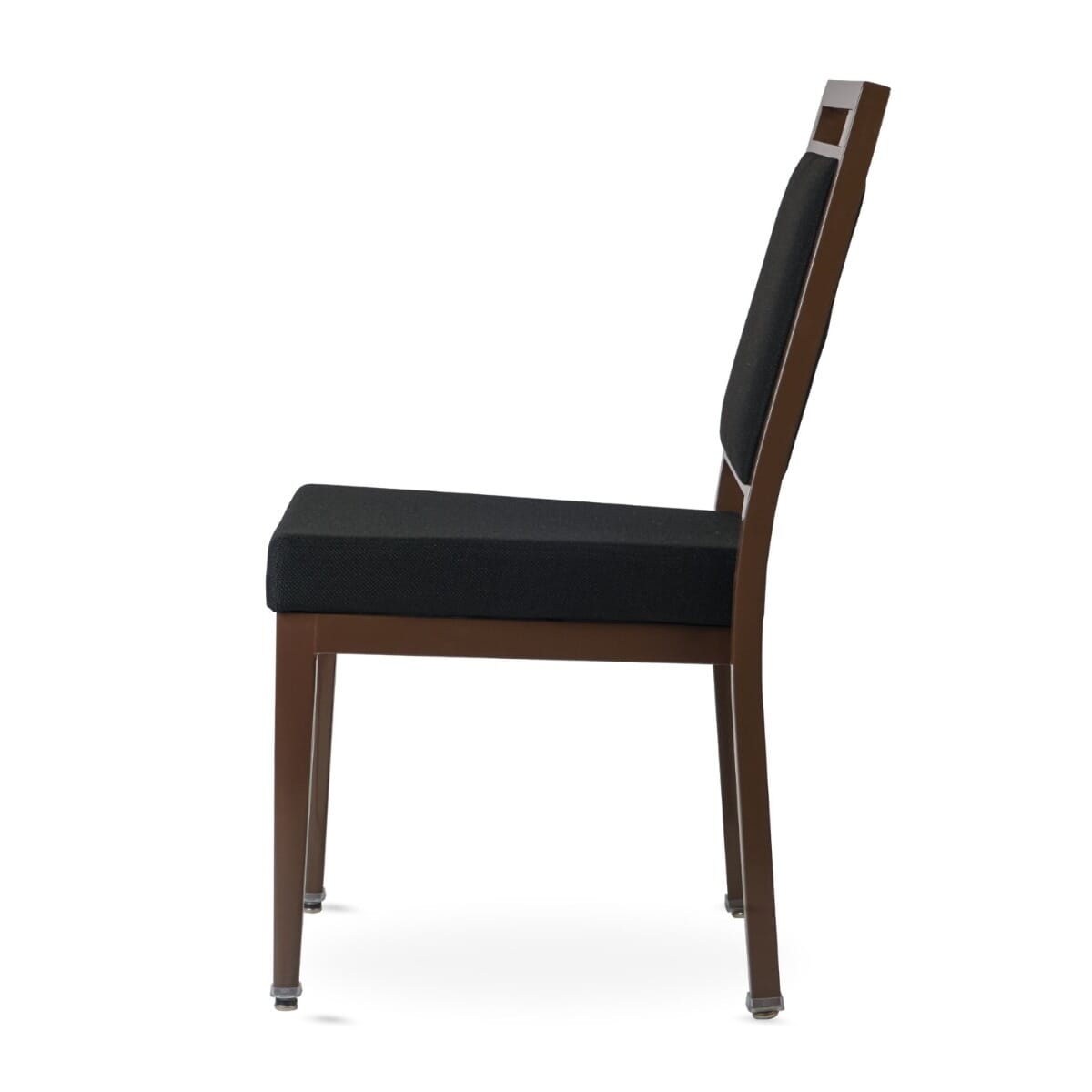 Atticus Prefabricated Brown Steel Frame Banquet Chair with Black Fabric Upholstery - Image 3