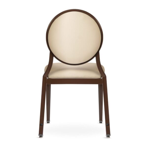 Elio Prefabricated Brown Steel Frame Banquet Chair with Beige Vinyl - Image 3
