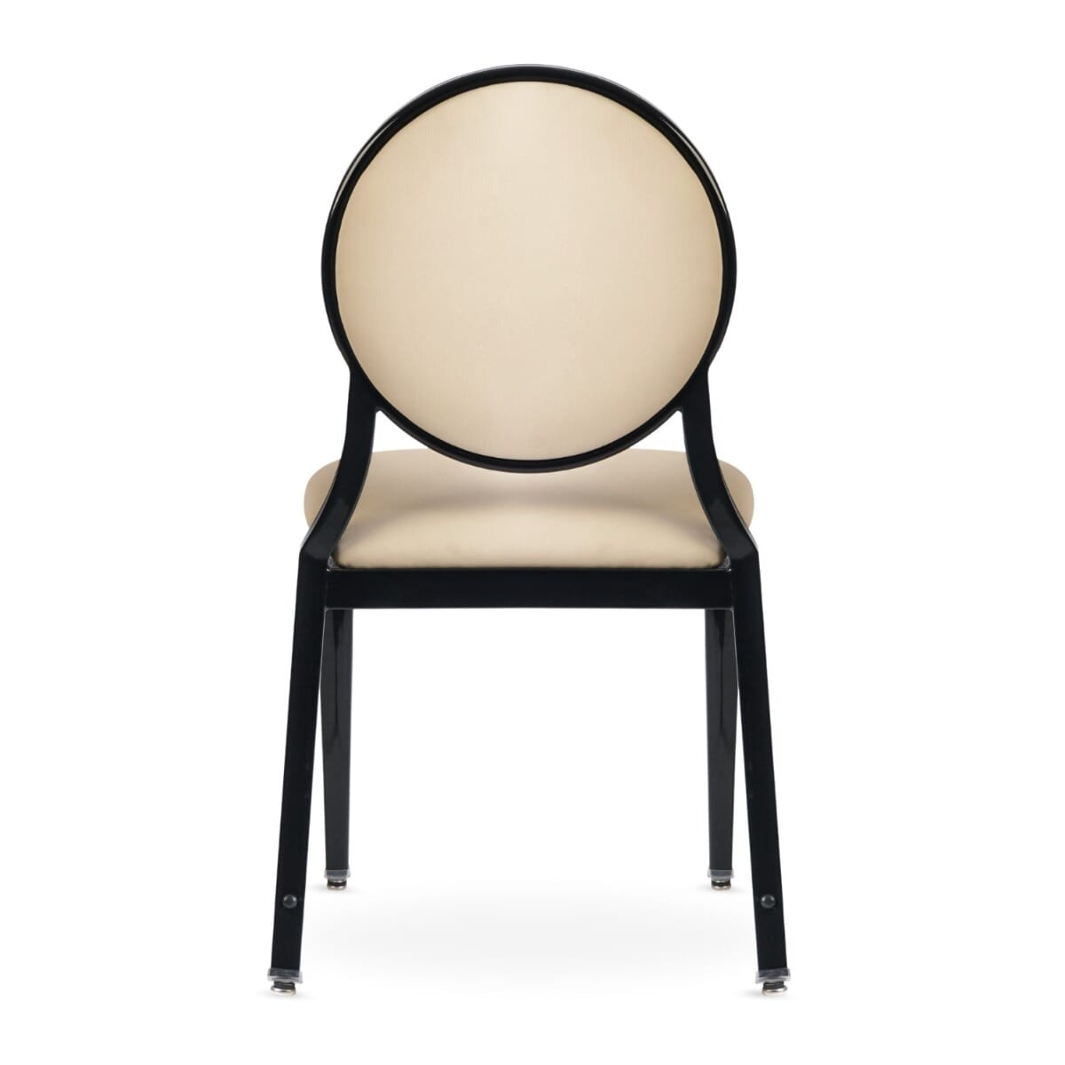 Elio Prefabricated Black Steel Frame Banquet Chair with Beige Vinyl - Image 3