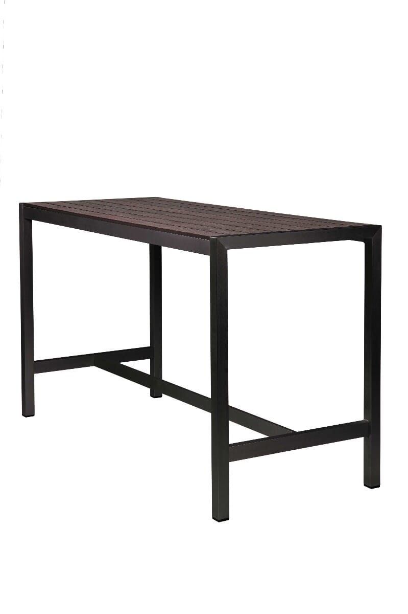 Synthetic Teak Wood Slats Table in Brushed Brown - Image 4
