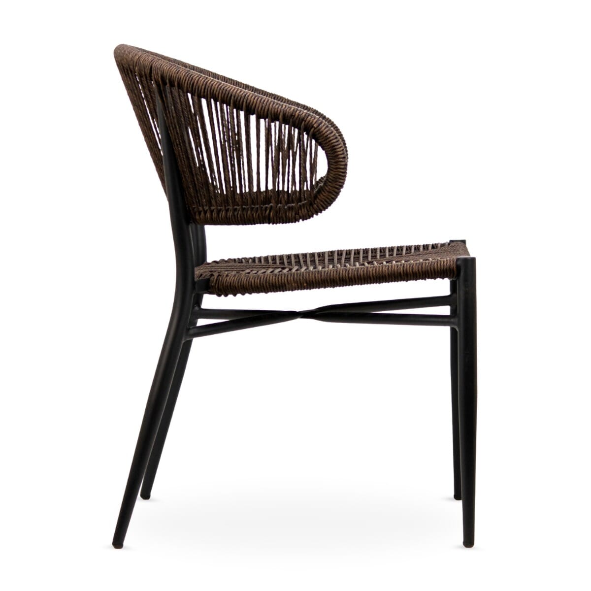 Palmera Stackable Outdoor Restaurant Rope Chair with Brown Seat and Back - Image 3