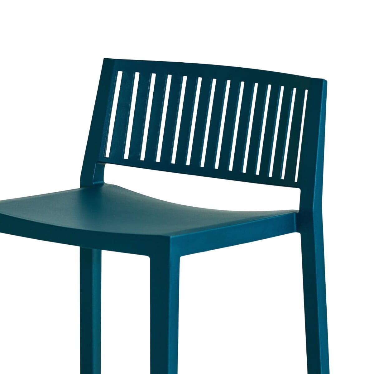 Vento Stackable Striped Back Outdoor Light Blue Resin Commercial Bar Stool - Image 3