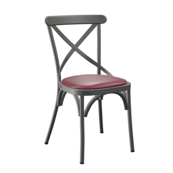 Antique-Look Steel Cross-Back Commercial Chair - Image 5