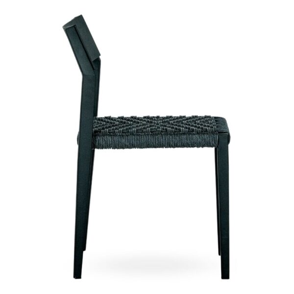 Isola Indoor/Outdoor Stackable Commercial Chair with Rope Styled Seat in Grey - Image 4