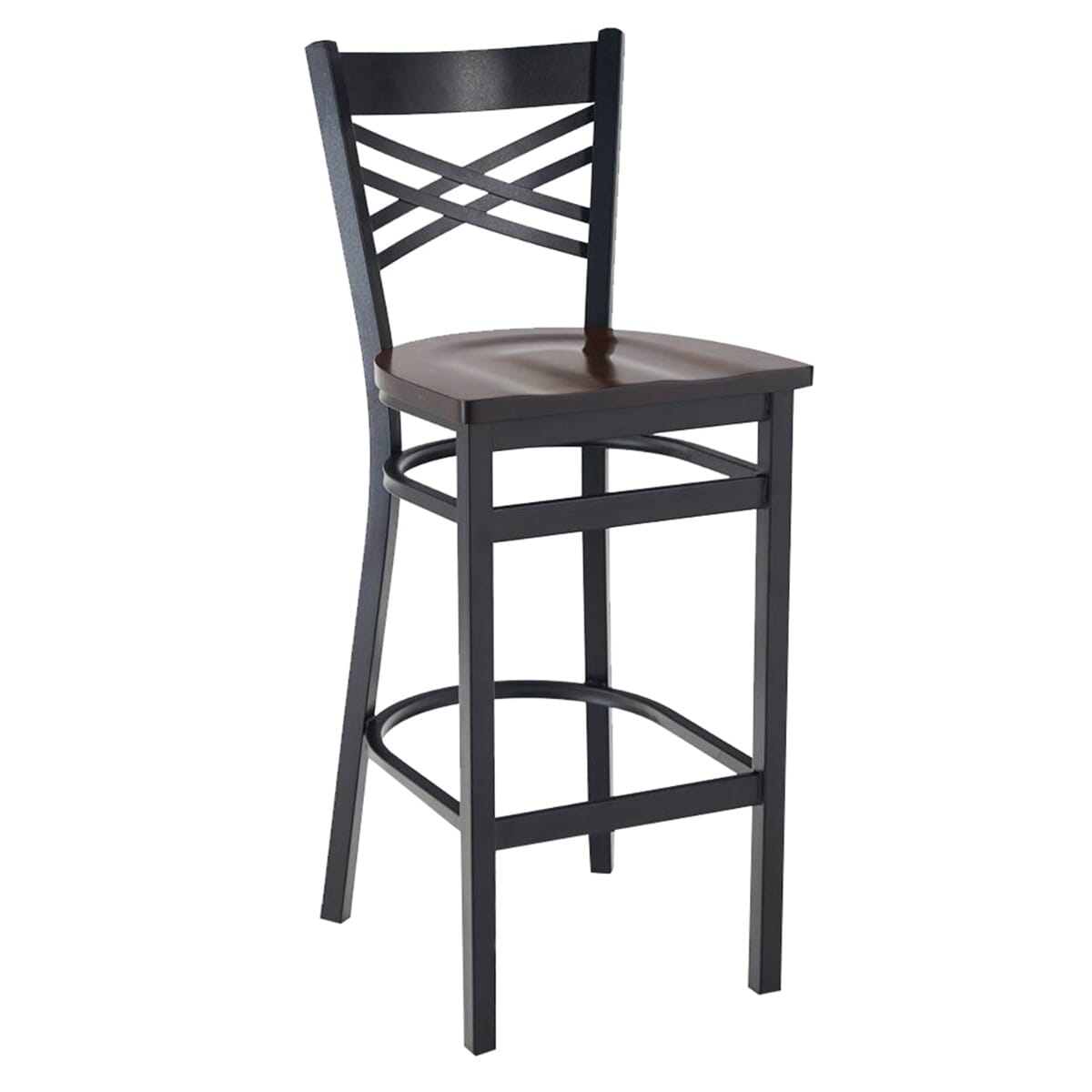 Black Metal Double Cross Back Side Bar Stool - Image 4