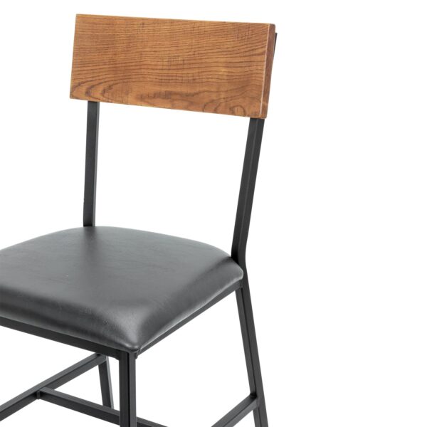 American Oak Wood Industrial Steel Frame Restaurant Chair - Image 5