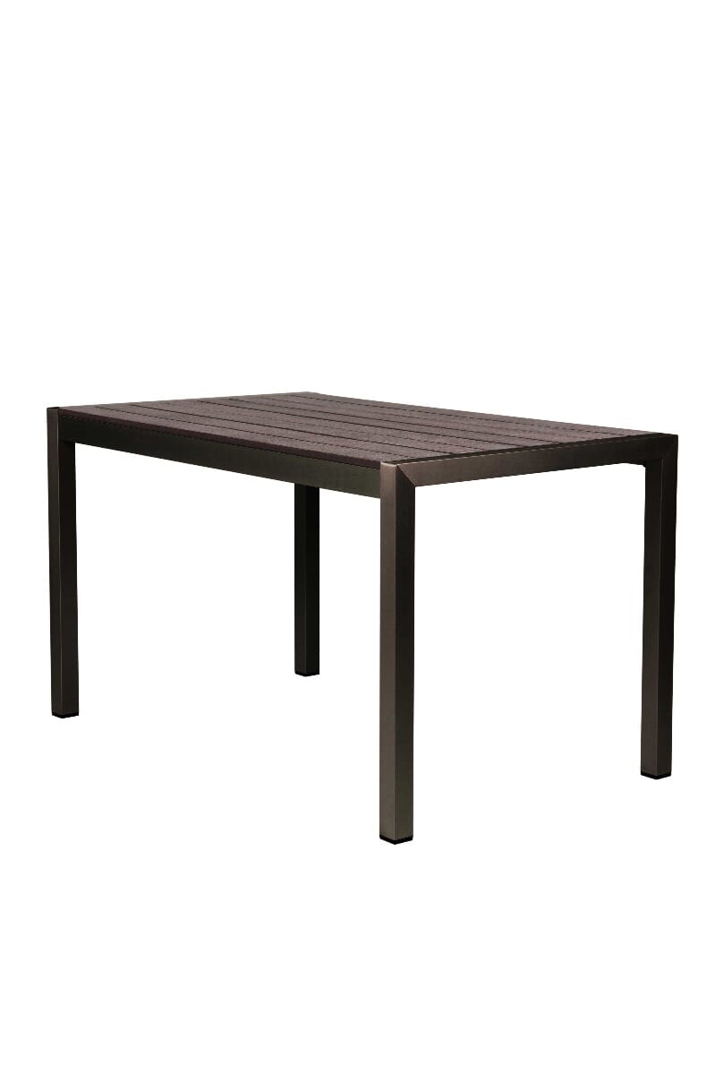 Synthetic Teak Wood Slats Table in Brushed Brown - Image 5
