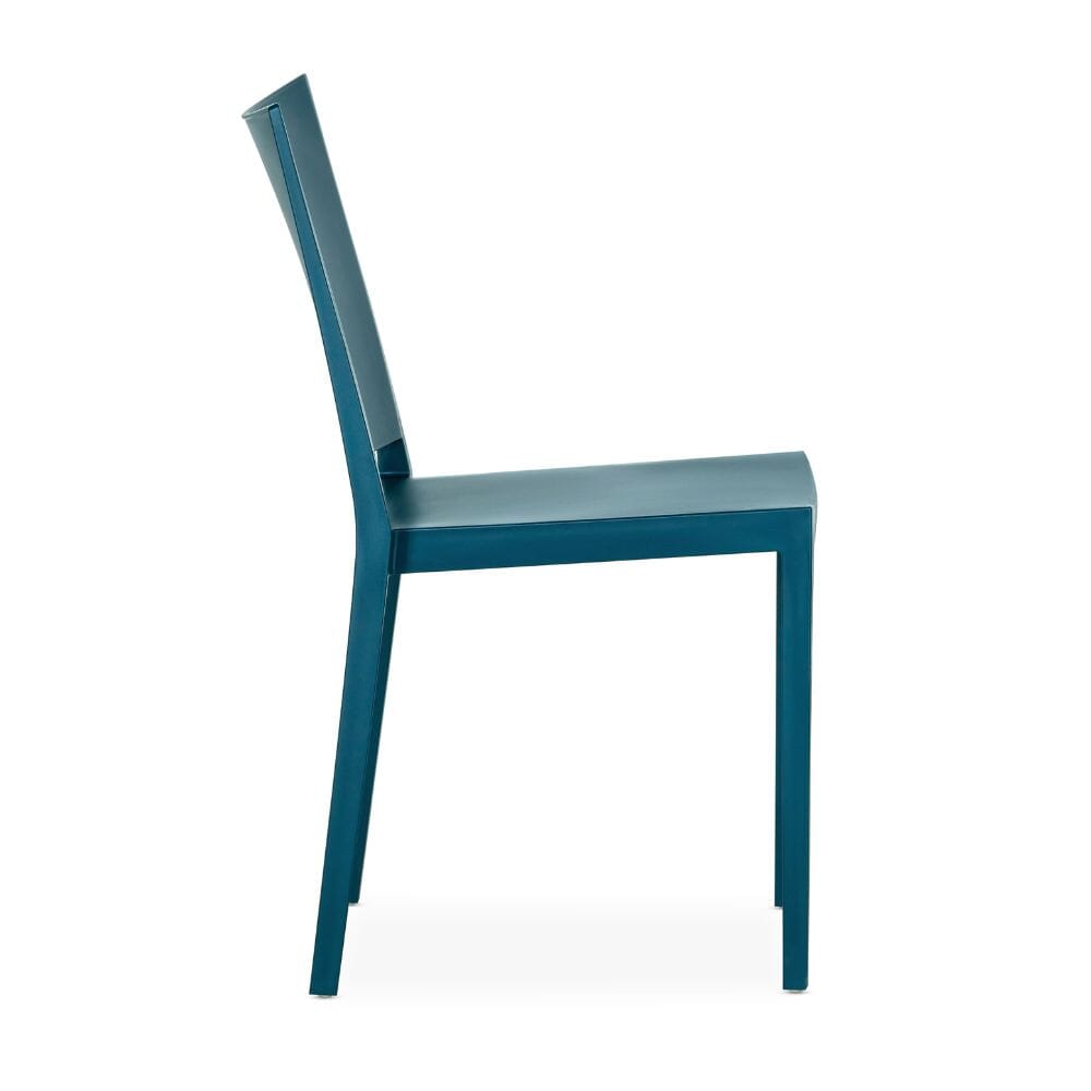 Stackable Indoor/Outdoor Resin Chair With Square Back in Blue - Image 4