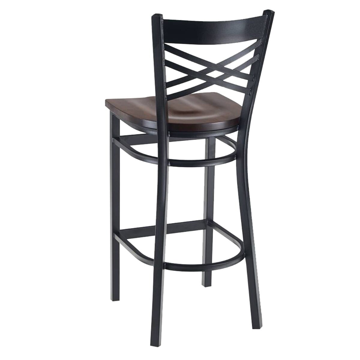 Black Metal Double Cross Back Side Bar Stool - Image 5