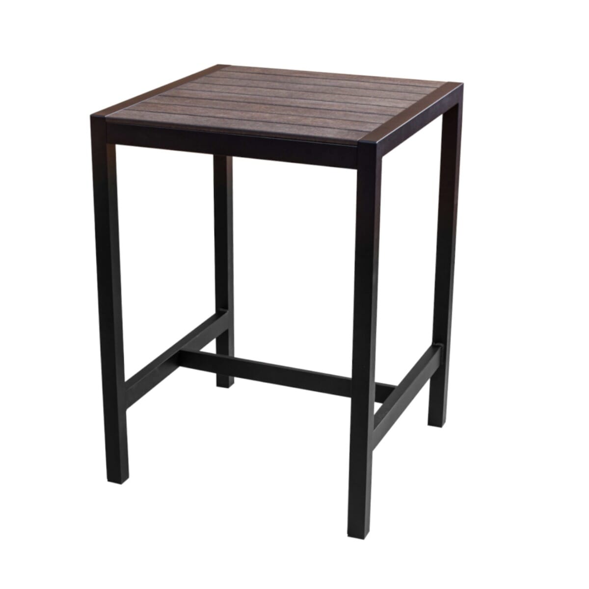 Synthetic Teak Wood Slats Table in Brushed Brown - Image 6