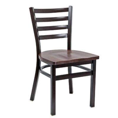 Metal Ladderback Side Chair in Walnut