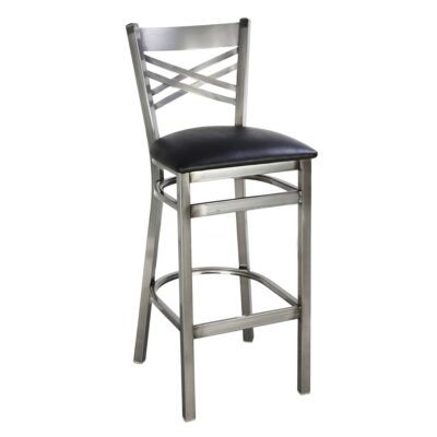 Distressed Clear Coat Double Cross Back Side Bar Stool