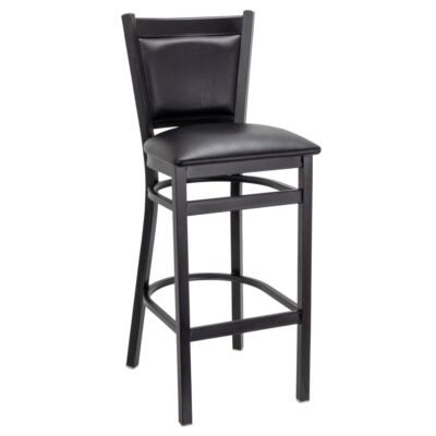 Quick- Ship Gino Metal Upholstered Bar Stool in Black Vinyl-