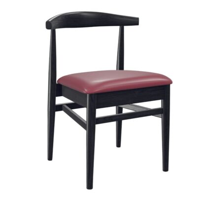 Stackable Upholstered Antique Look Elm Wood Chair