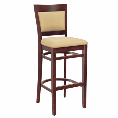 Contempo Wood Finish Bar Stool with Upholstered Seat and Back