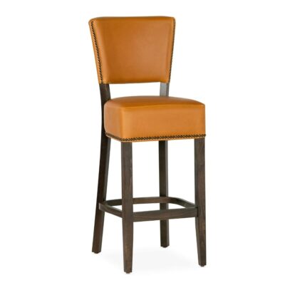 Fully Upholstered Custom Commercial Dining Bar Stool with Nailhead Trim