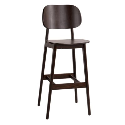 Lola European Beech Wood Commercial Bar Stool in Walnut